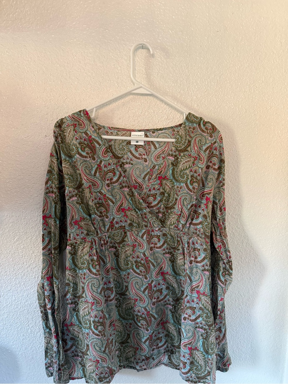 Motherhood Paisley Wrap Tunic - Green Multicolor